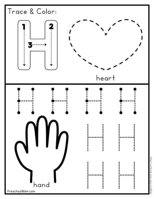 worksheets for letter h