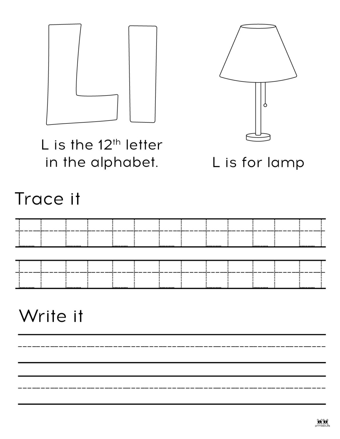 worksheets for the letter l