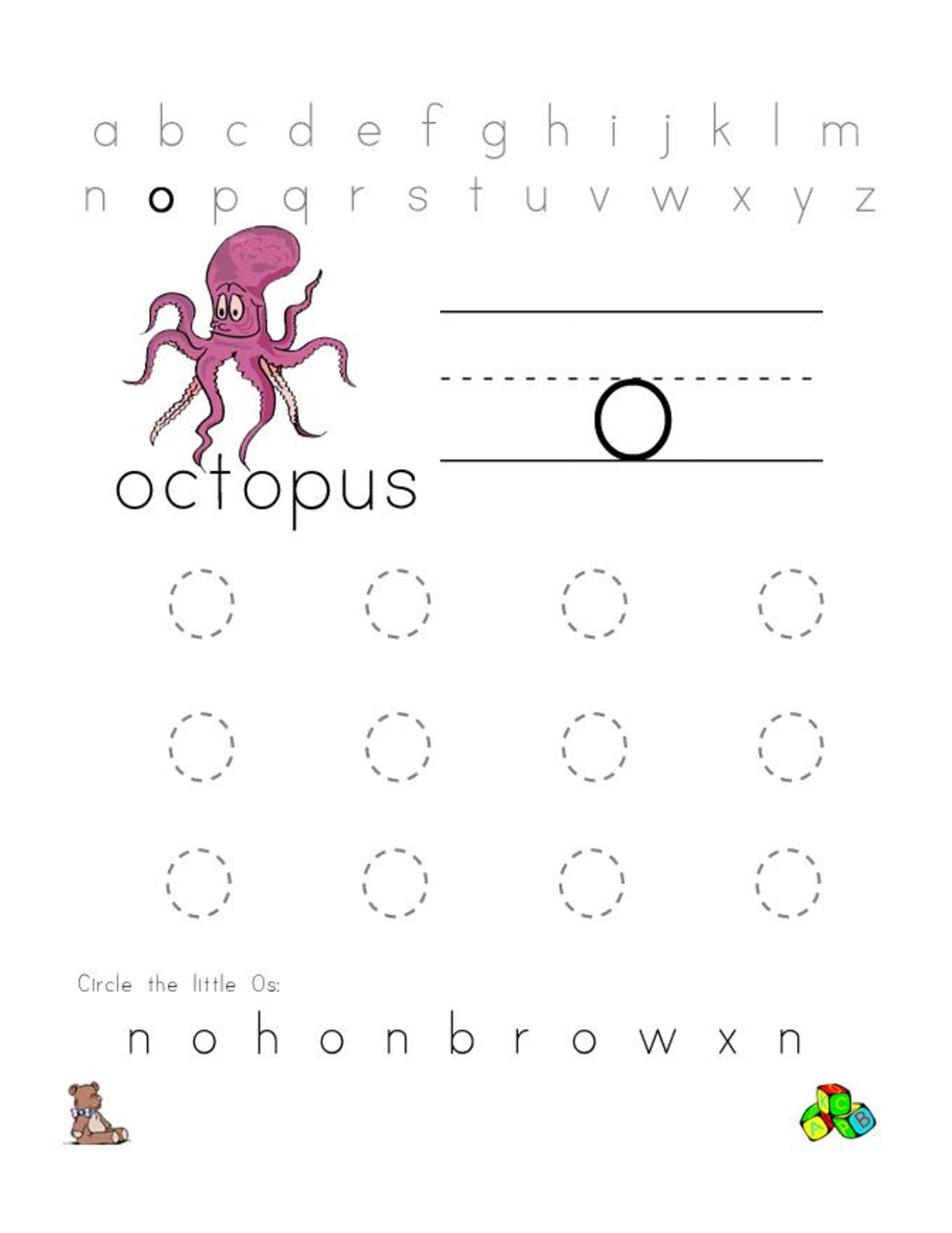 letter o worksheets for preschool