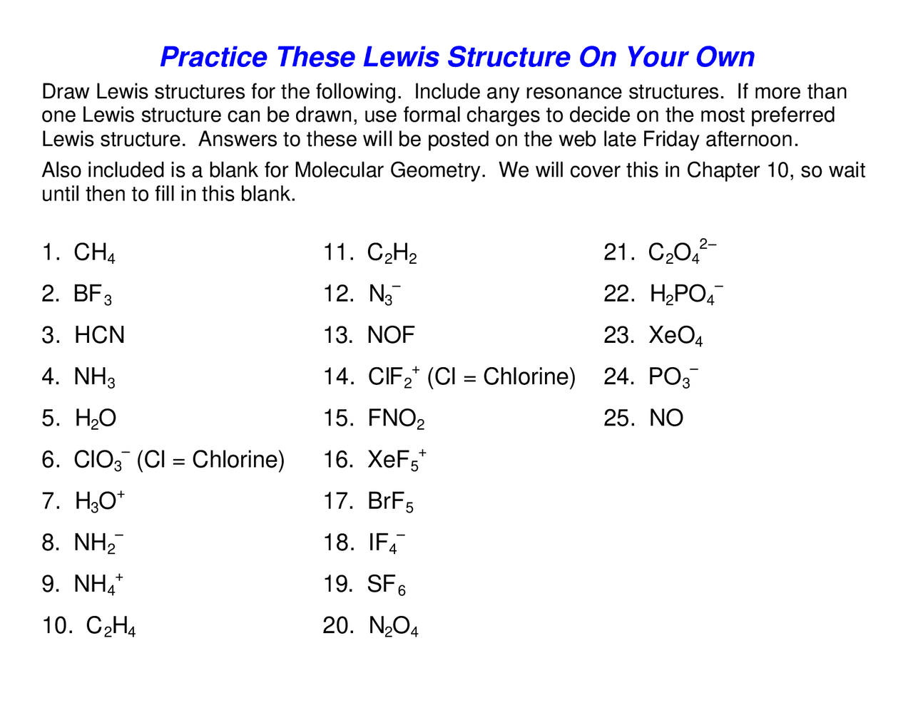 Lewis Structure Worksheet Fill Out Sign Online DocHub Worksheets 