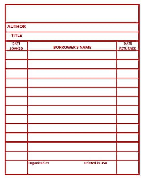 Library Cards Printable Organized 31