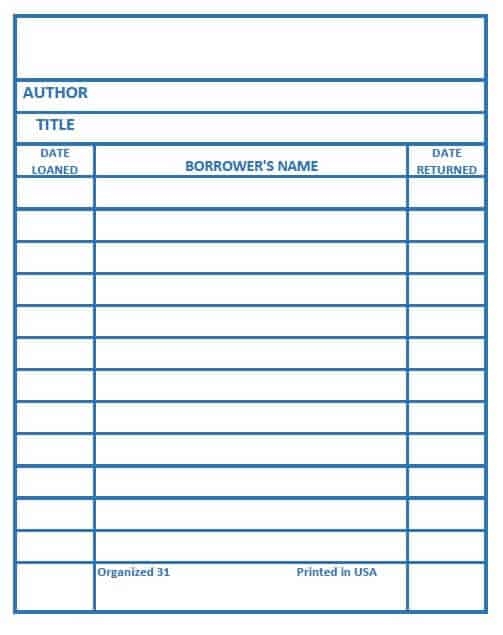 Library Cards Printable Organized 31