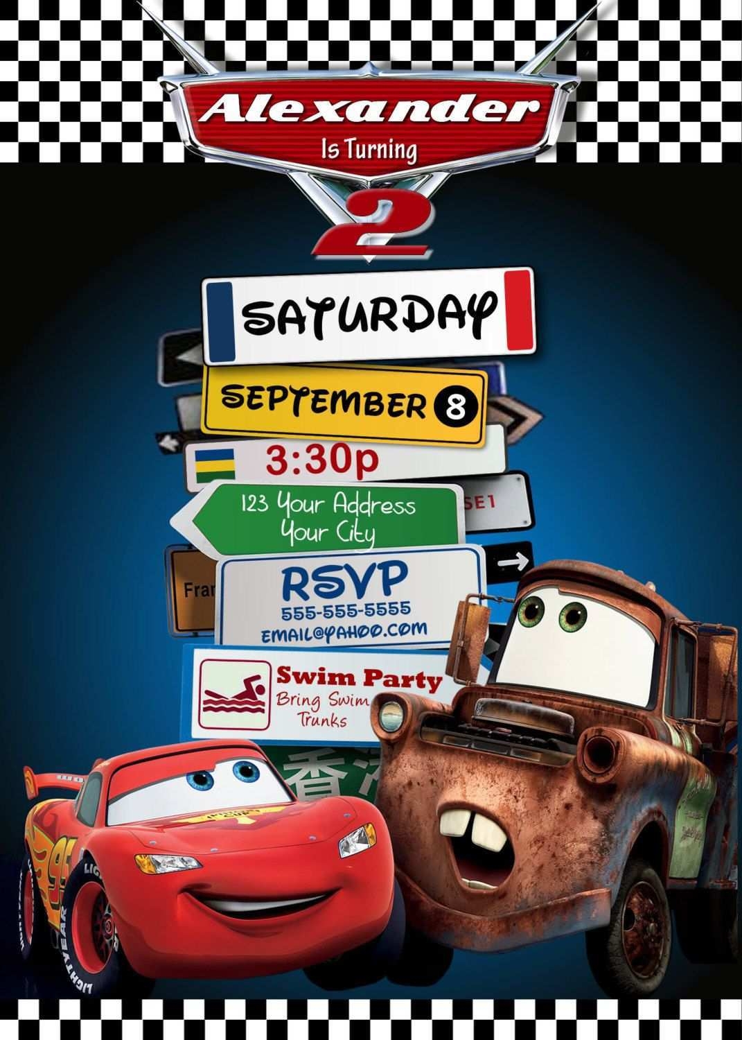 lightning mcqueen invitation template