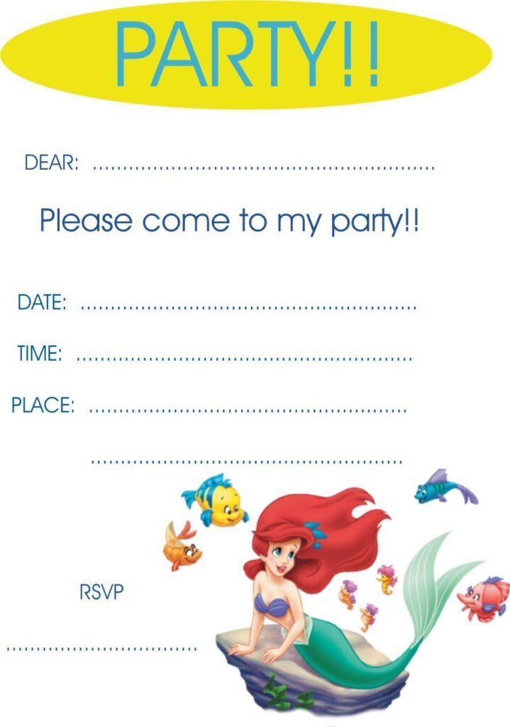 Little Mermaid Invitation Templates Free