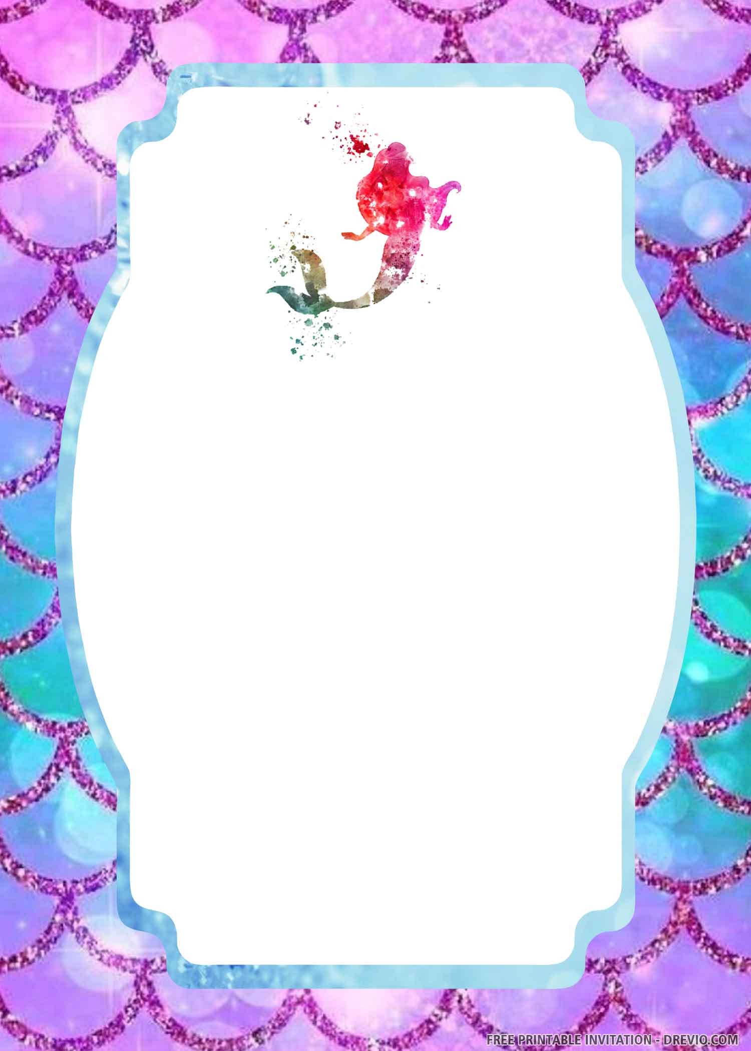 little mermaid template for invitation