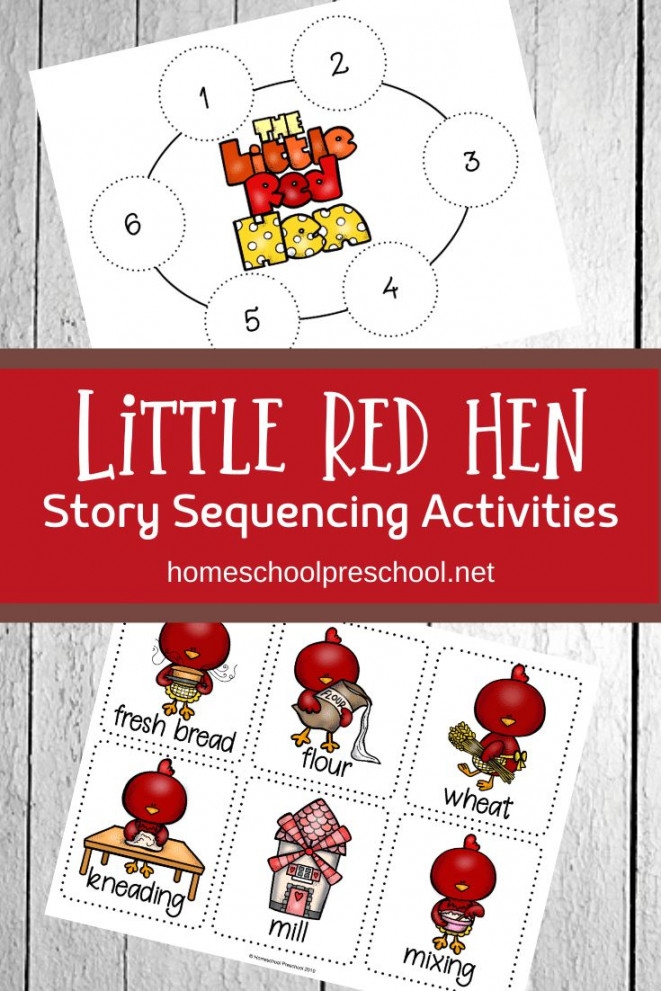 Little Red Hen Sequencing Cards Printable PDF Template
