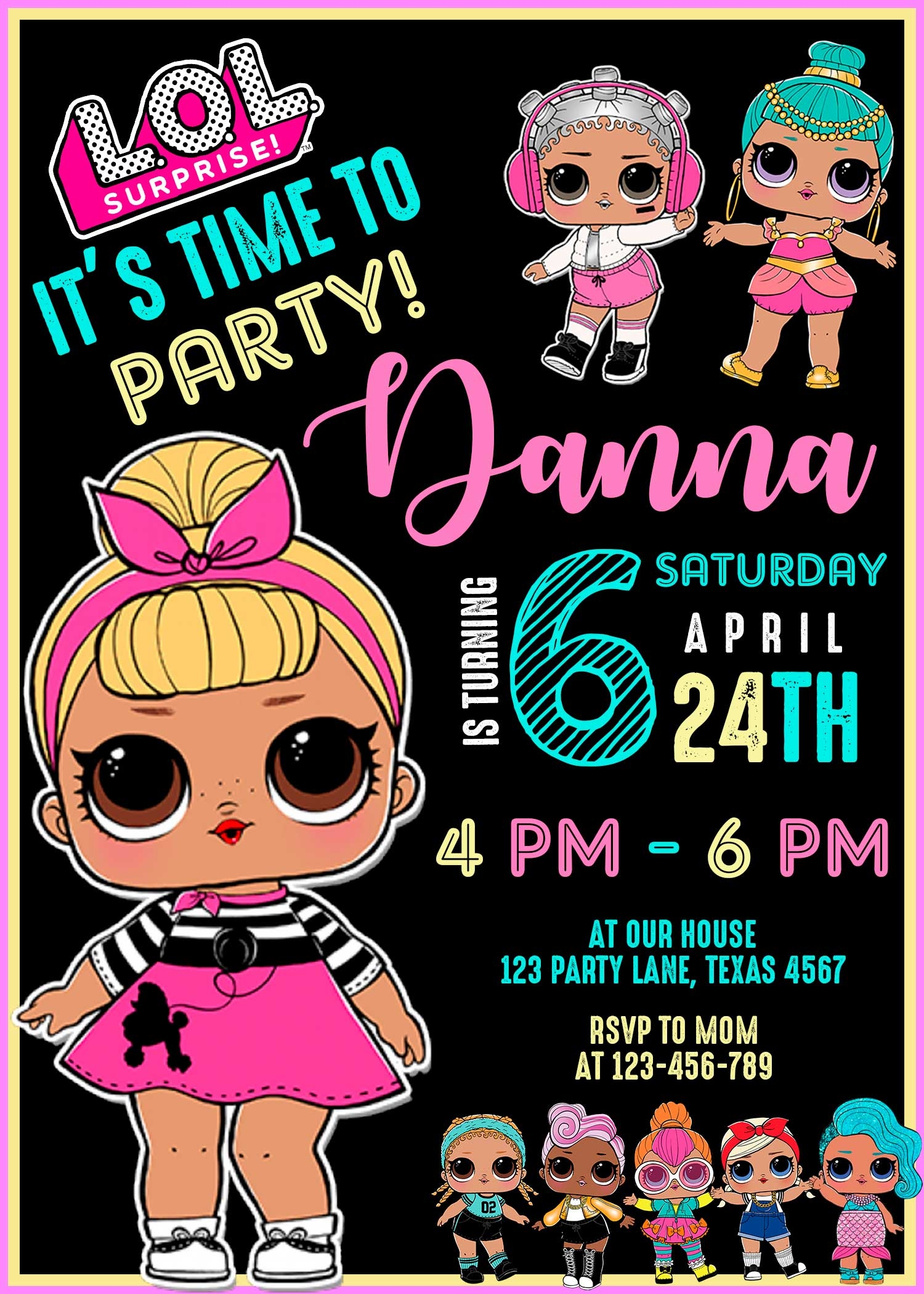 LOL Doll Birthday Card Printable
