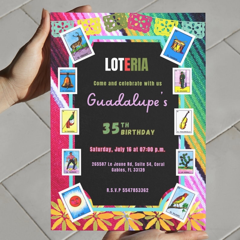 Loteria Invitation Template Loteria Invitation Customizable Loteria 