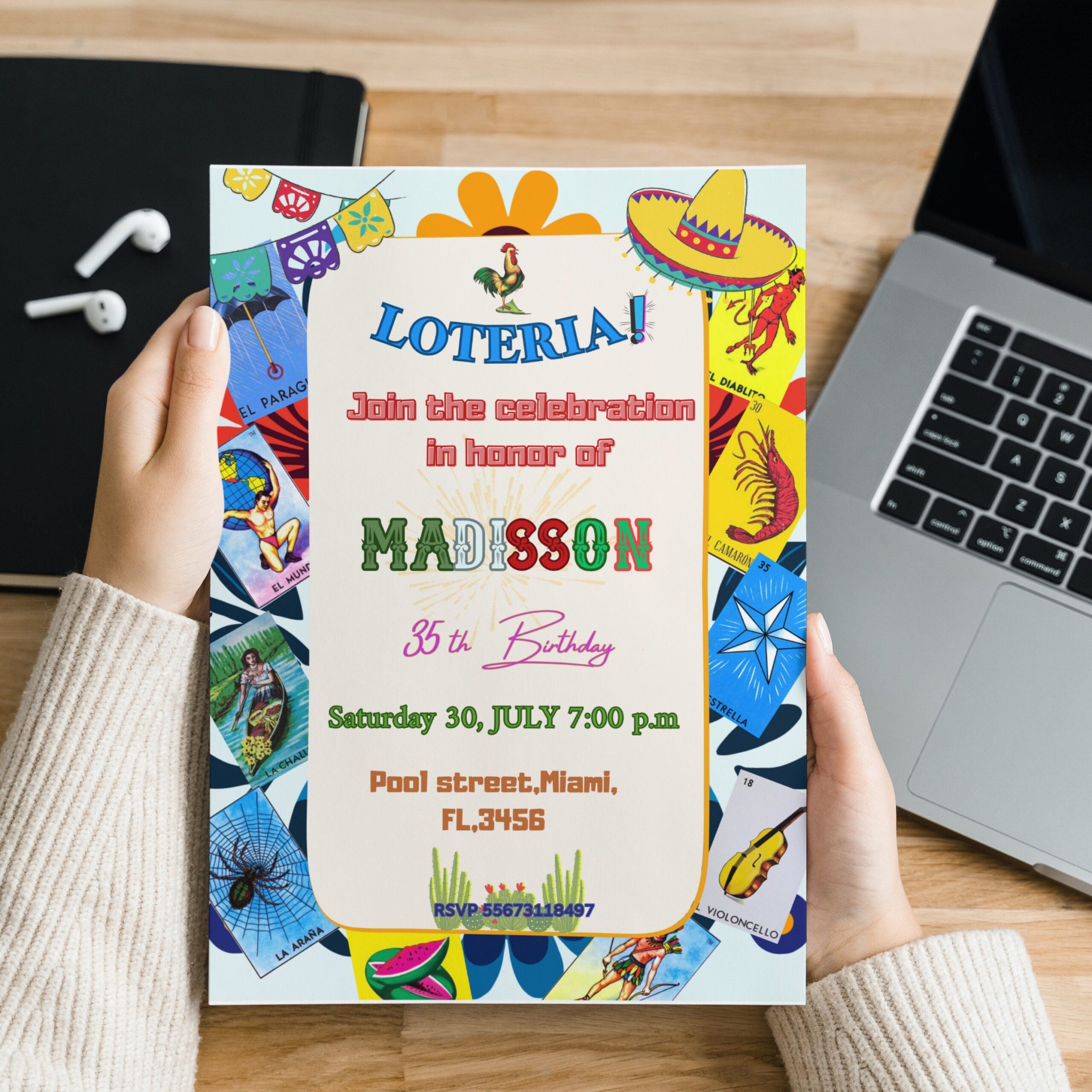 Loteria Invitation Template Loteria Invitation Customizable Loteria 