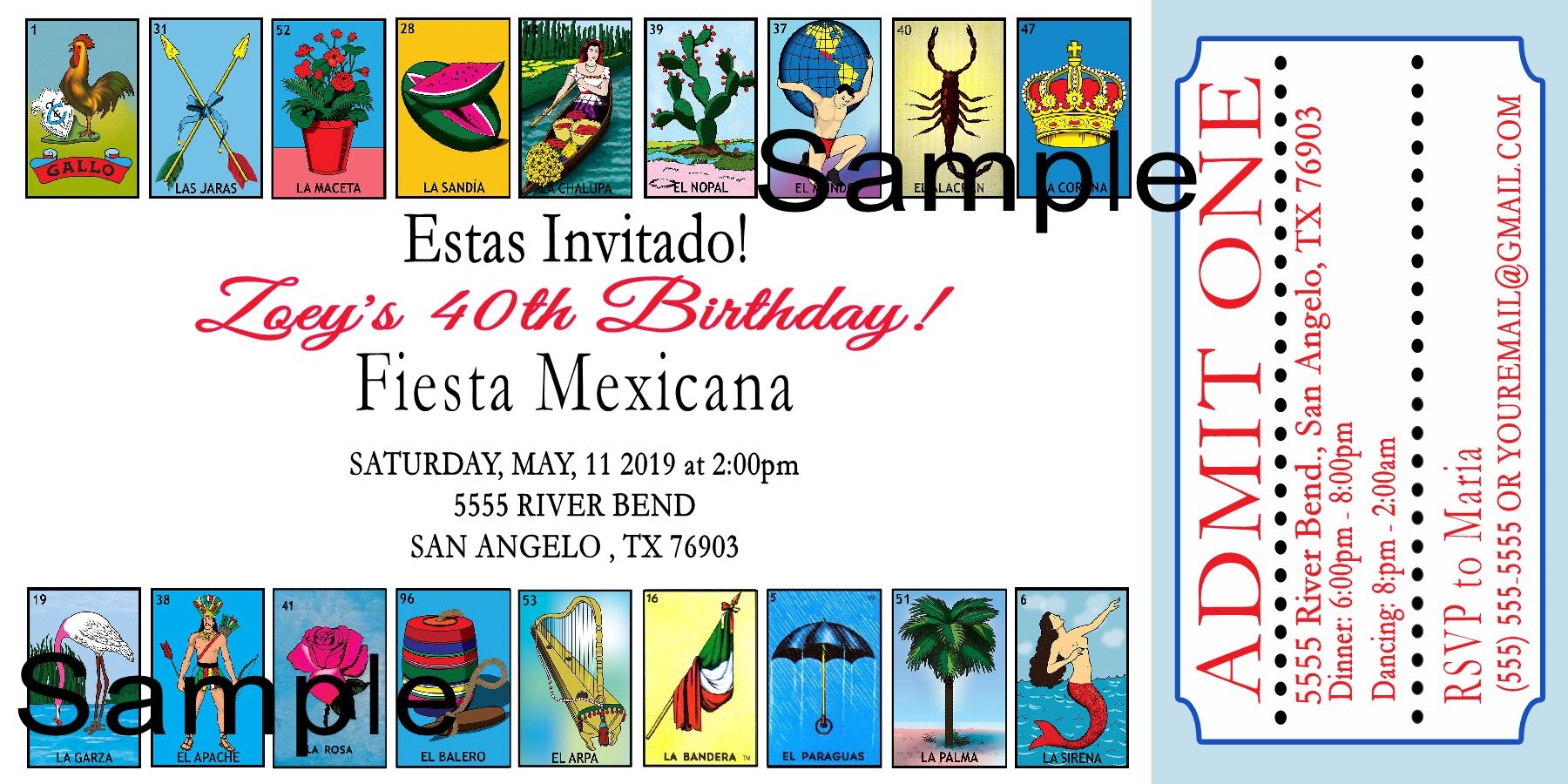 Loteria Invitation Template Printable Word Searches