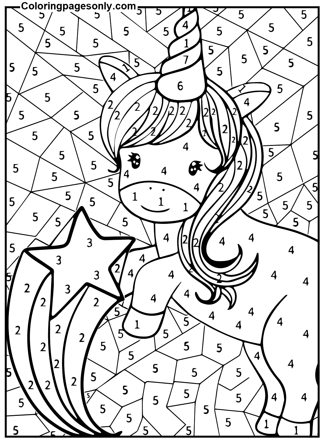 Magical Unicorn Color By Number Coloring Pages Free Printables For 