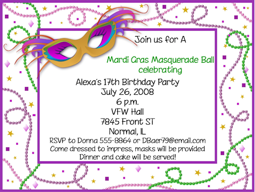 mardi gras invitations free templates