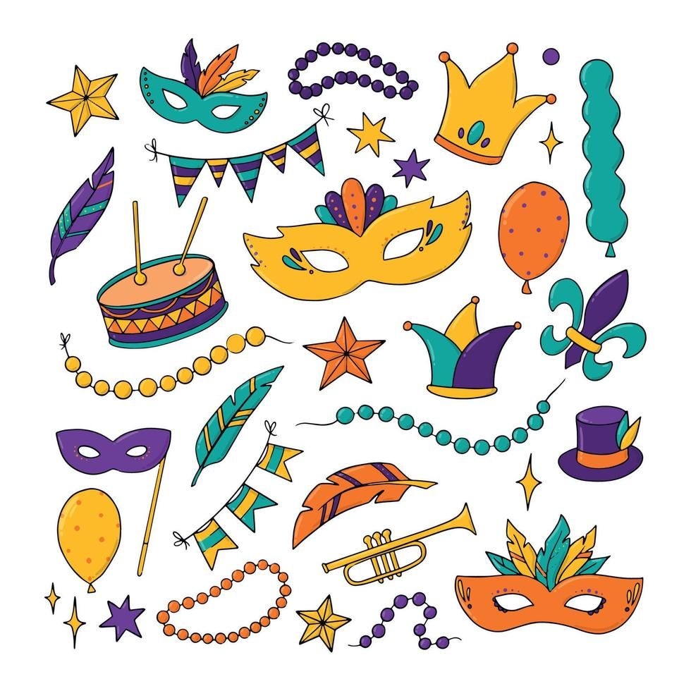 Mardi Gras Doodles And Decorations
