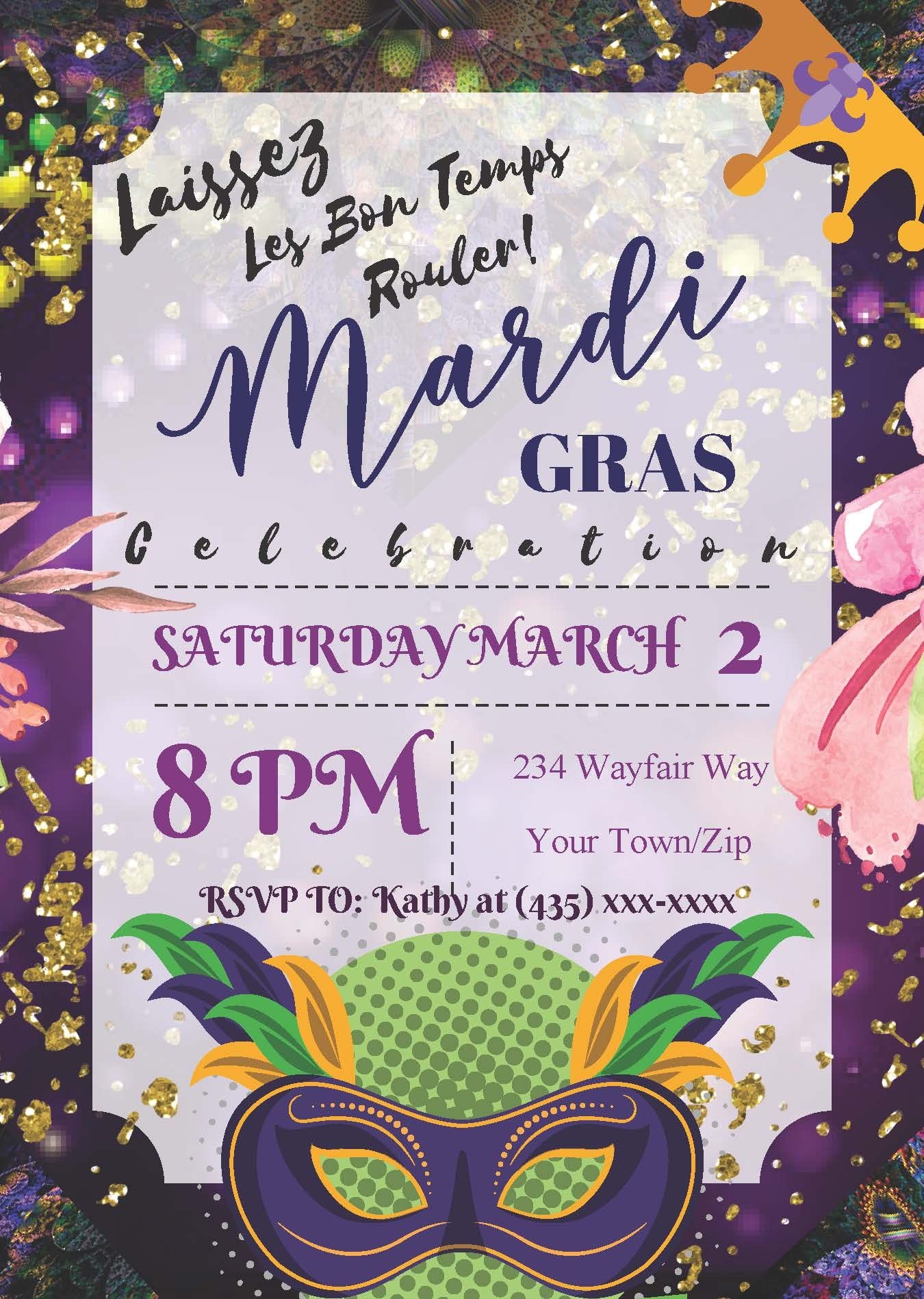 Mardi Gras Party Invitations Templates