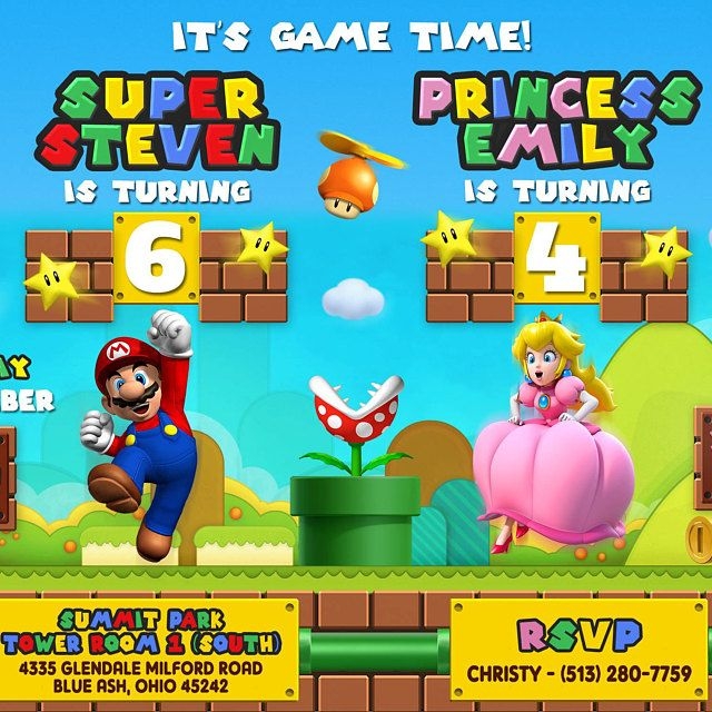 Mario And Luigi Invitation Template Social Media Template