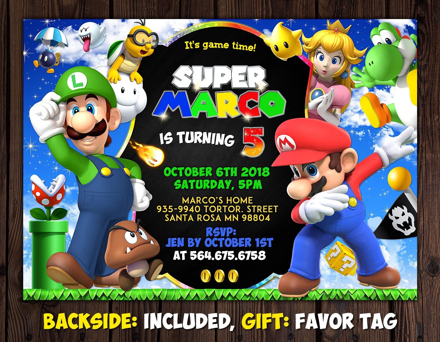 Mario And Luigi Invitation Template