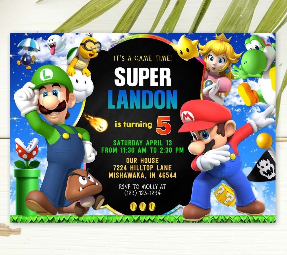 mario and luigi invitation template