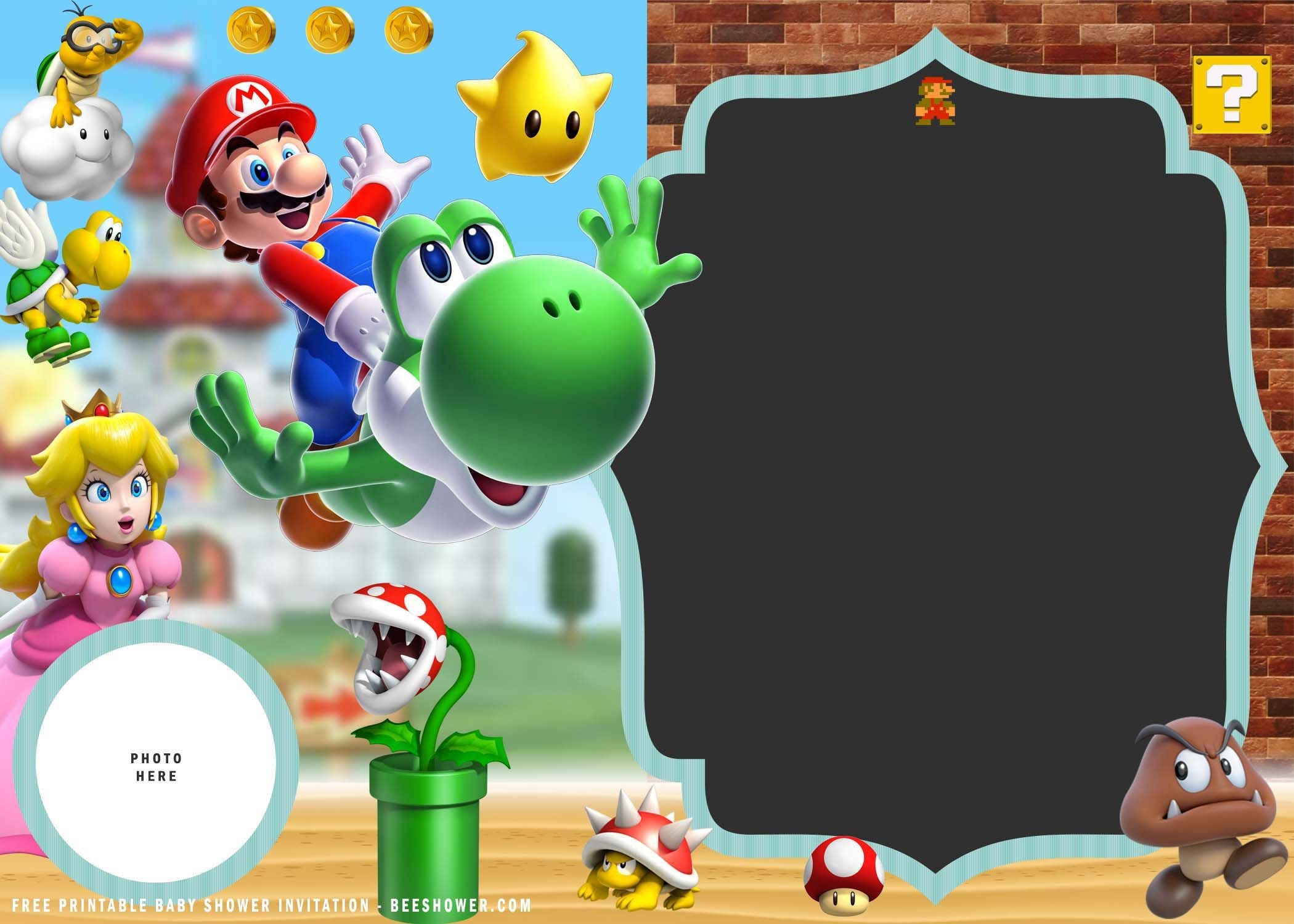 Mario Bros Invitation Template Printable Word Searches