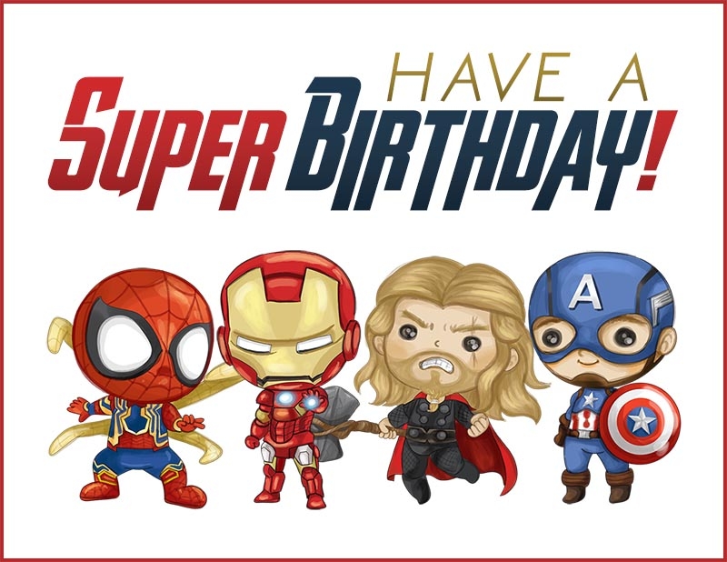Marvel Printable Birthday Card Cards Info