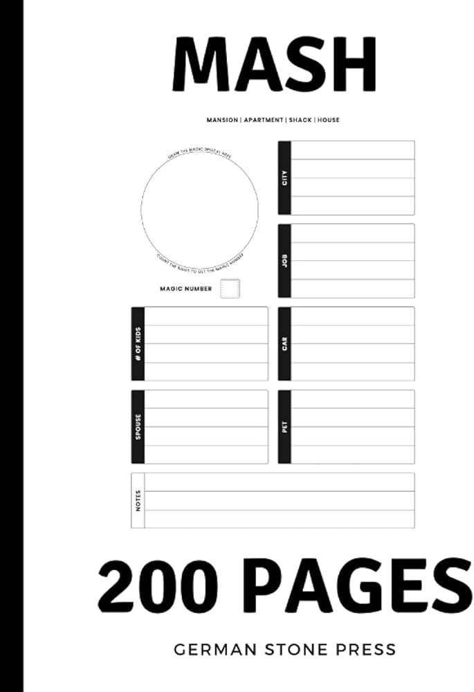 Mash Mash Game Book Large Print 200 Pages 200 Templates Family 