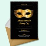Masquerade Invitation Template Illustrator Word Outlook Apple