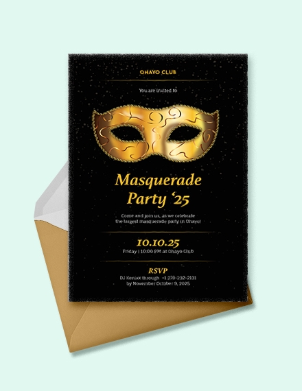Masquerade Invitation Template Illustrator Word Outlook Apple