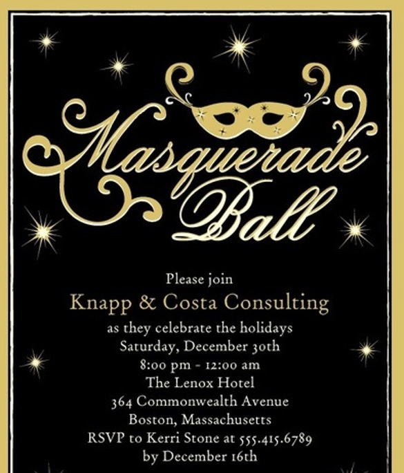Masquerade Party Invitation Template DocTemplates
