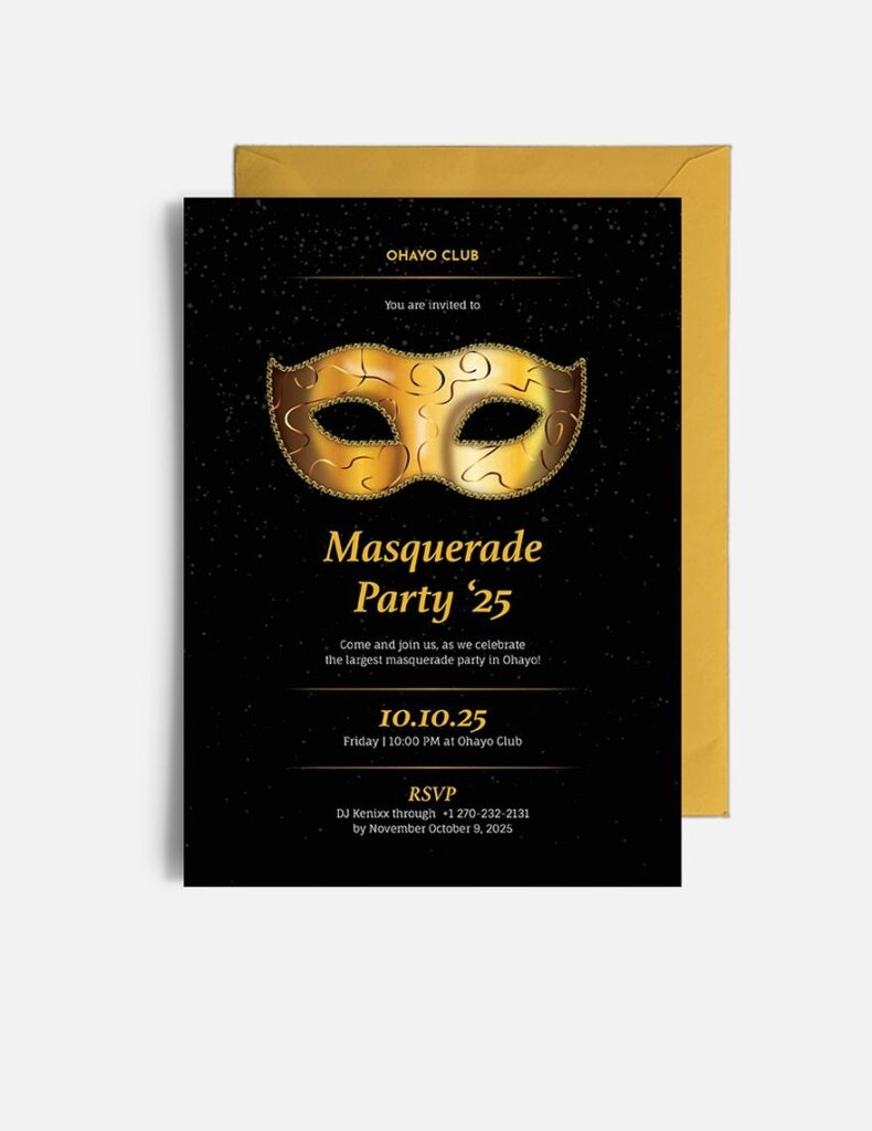 Masquerade Party Invitation Template In Publisher Illustrator Pages