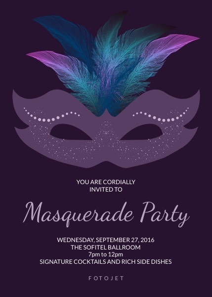 Masquerade Theme Party Invitation Template FotoJet