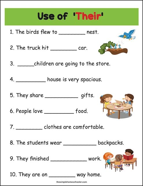 there their they re worksheet