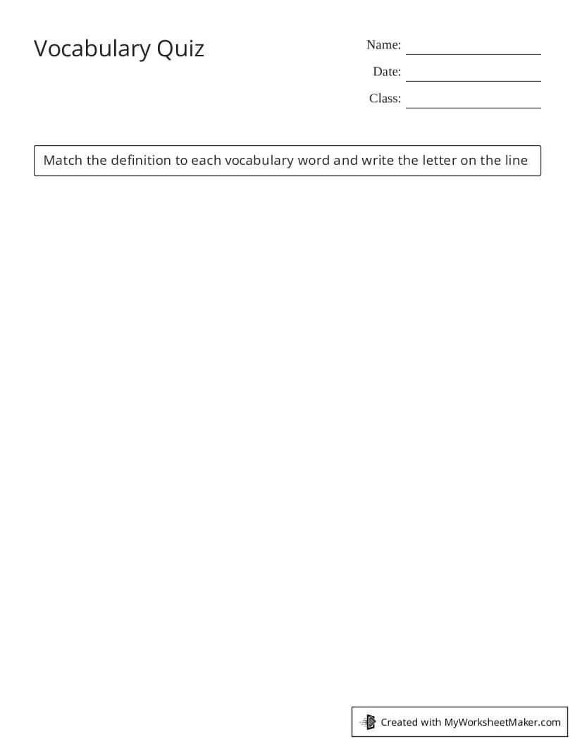 matching worksheet generator