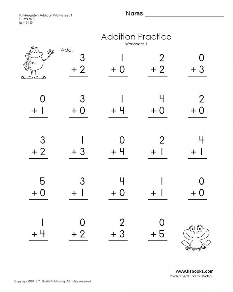 Math Addition Worksheet Kindergarten Math Worksheets Printable