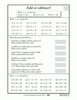 Math Plus Minus Worksheet
