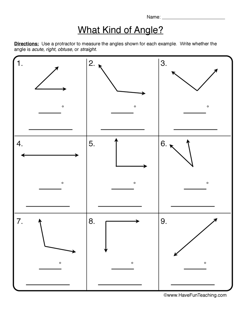 Measuring Angles Printable Worksheets Angleworksheets