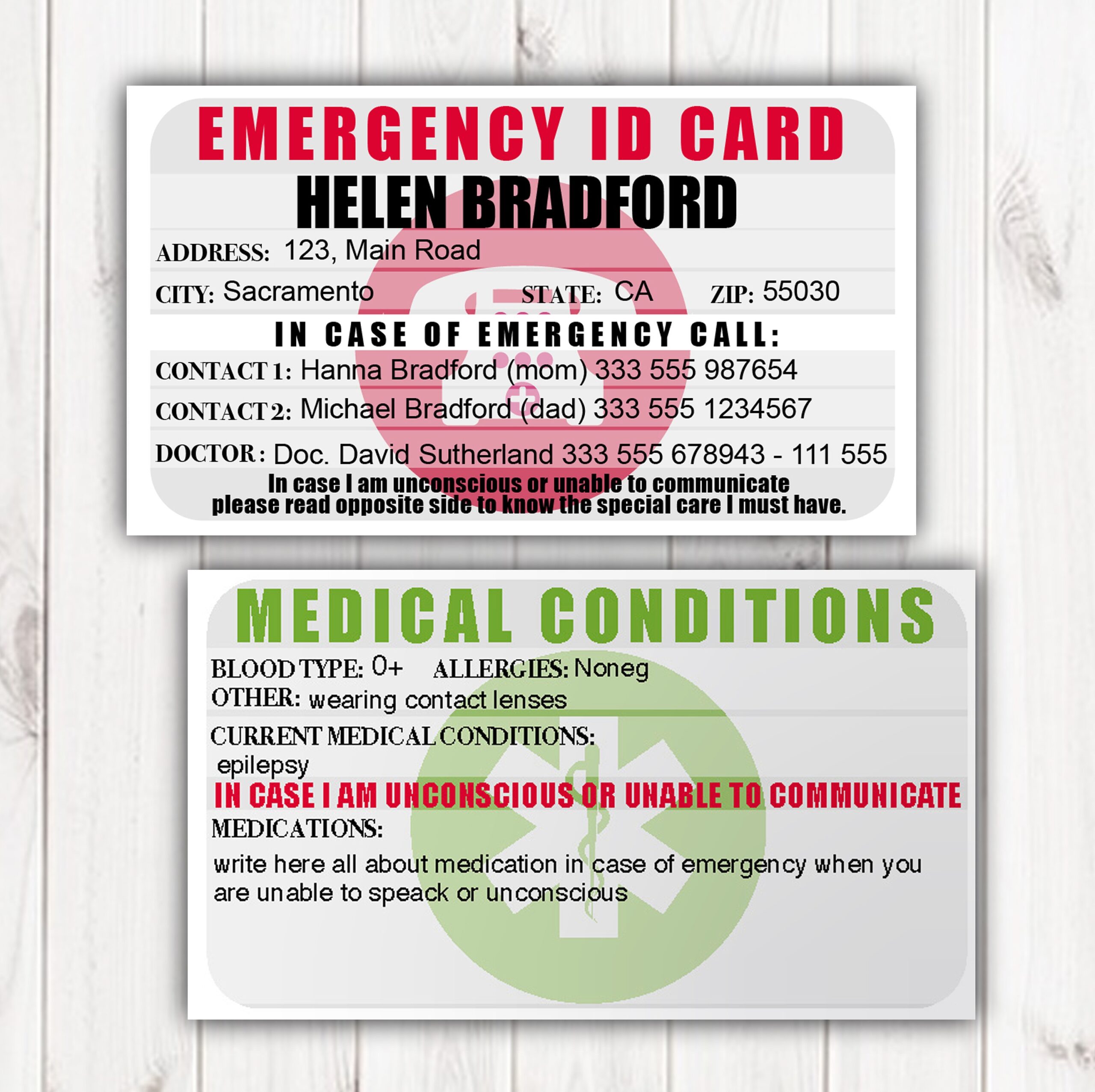 identification card printable id wallet