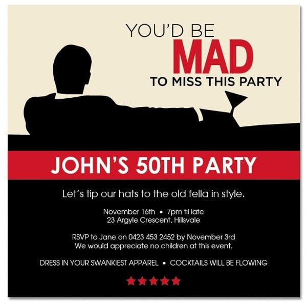 Mens Birthday Invitation