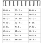 Mental Math Subtraction Practice Worksheet 2 digit By 4 Little Baers