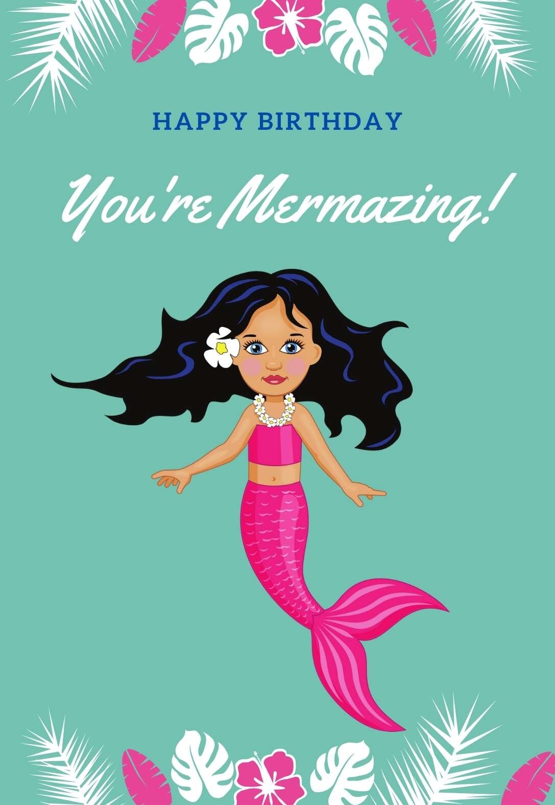 mermaid birthday card printable free