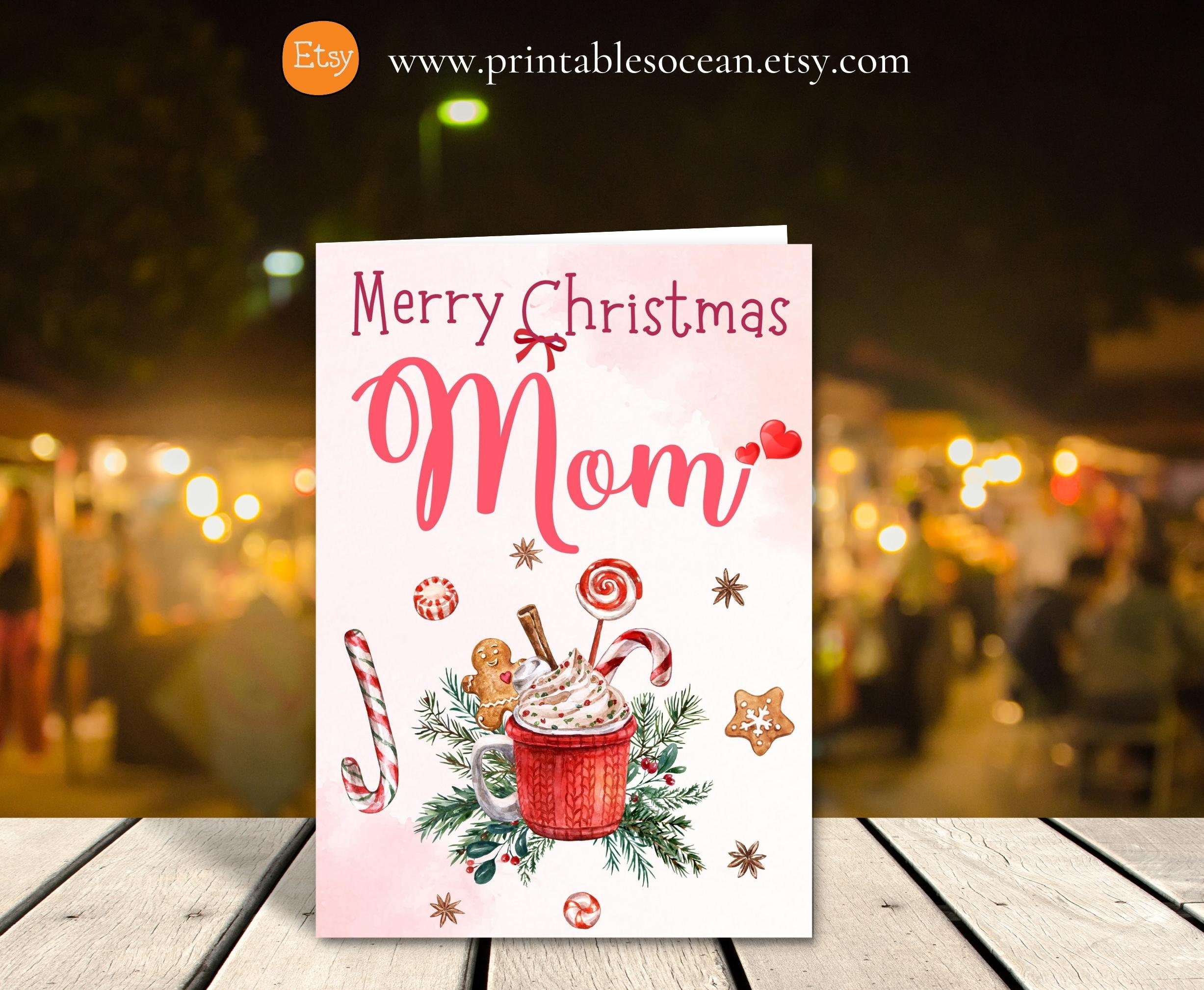 Merry Christmas Mom Card Printable Handmade Christmas Card For Mom To 