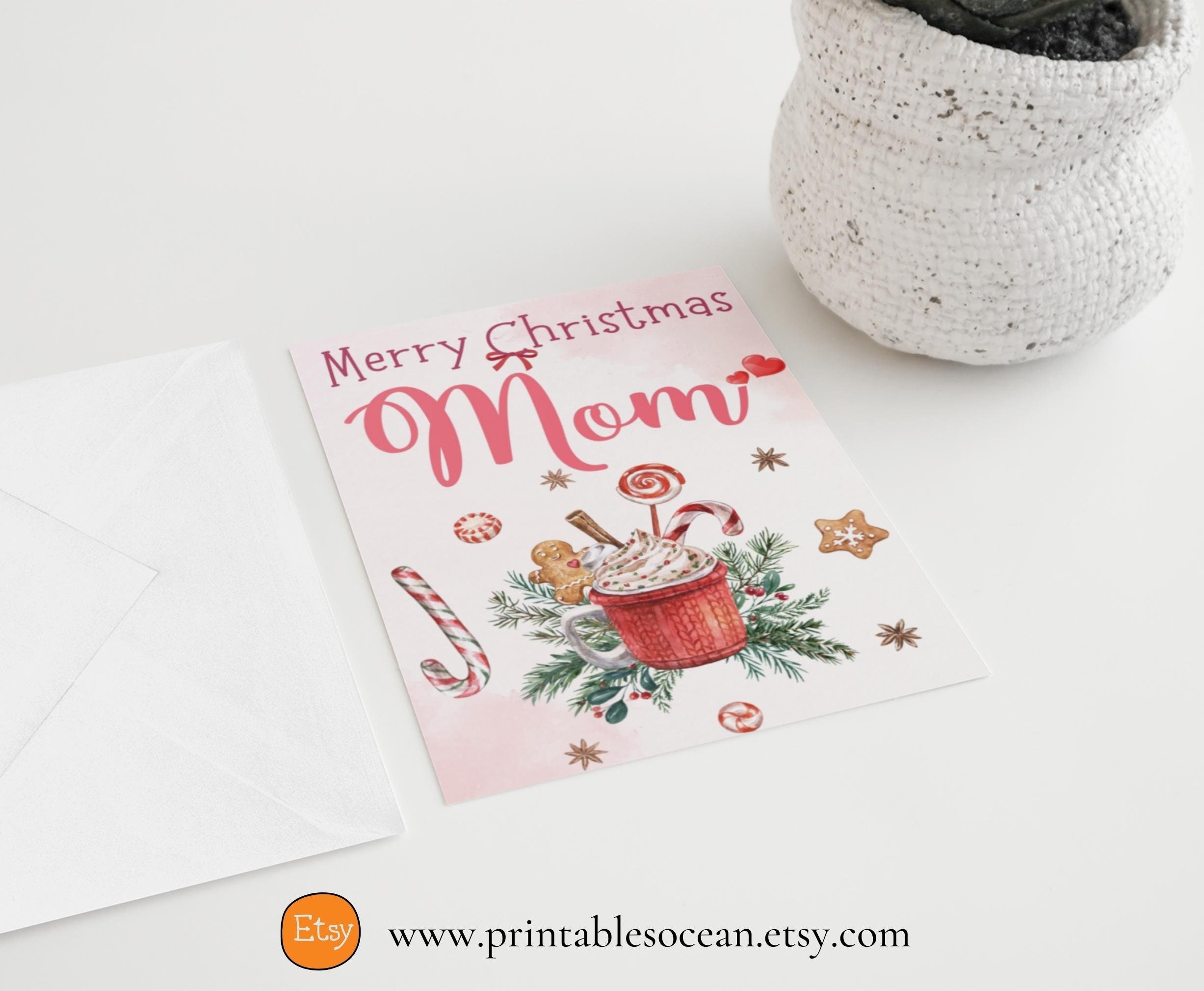 Merry Christmas Mom Card Printable Handmade Christmas Card For Mom To 