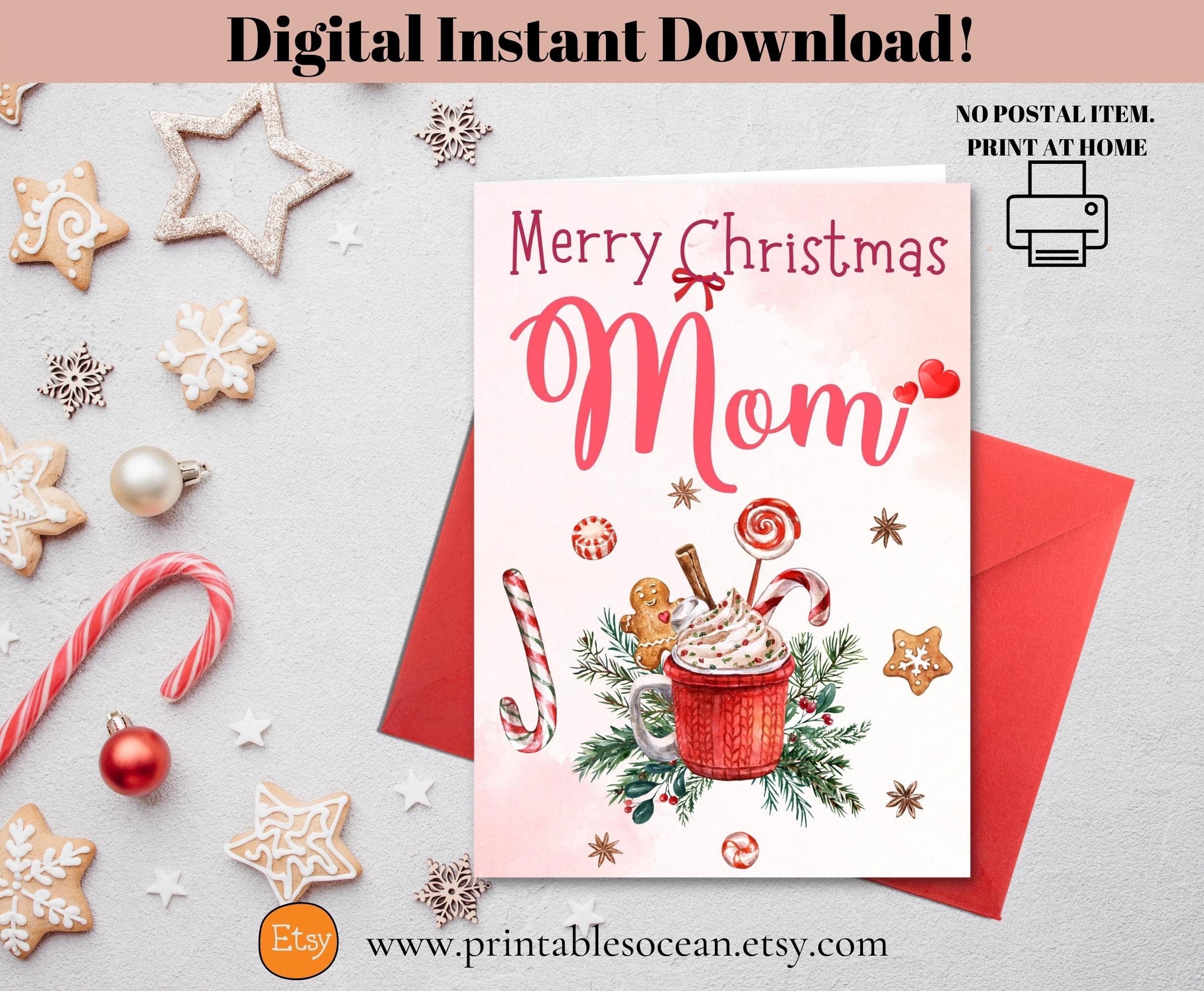 merry christmas mom card printable