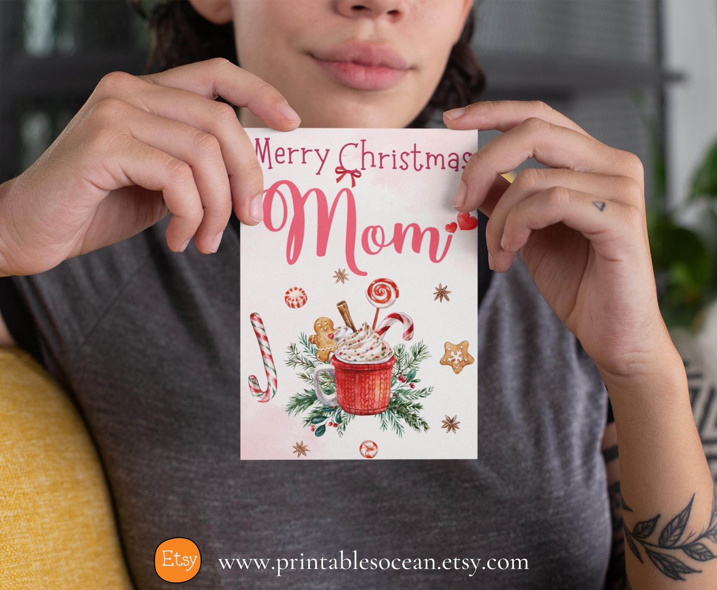 Merry Christmas Mom Card Printable Handmade Christmas Card For Mom To 