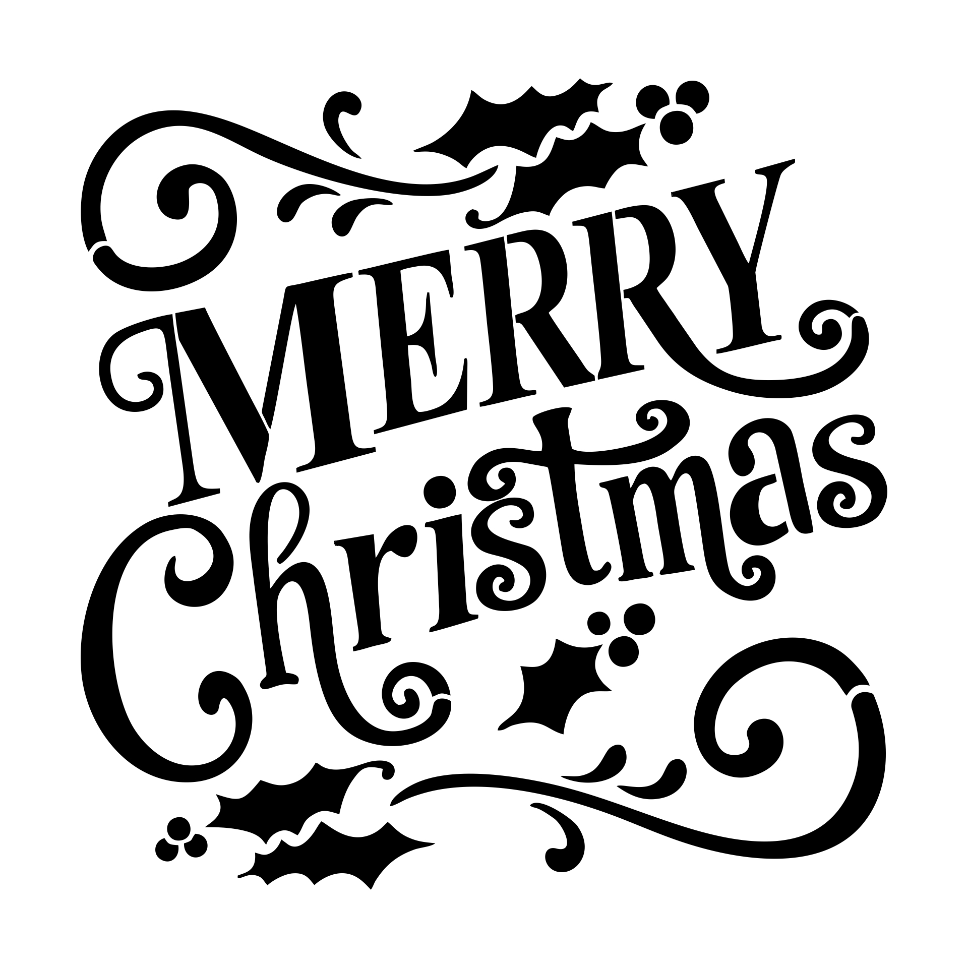 merry christmas card printable black and white