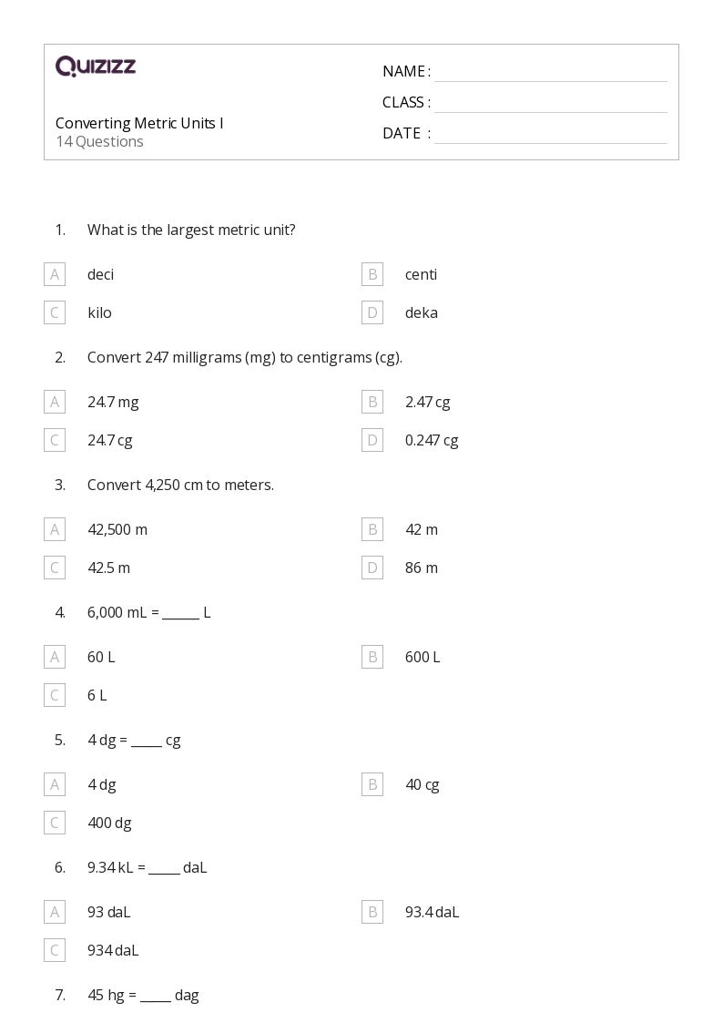 Metric Measuring Units Worksheets Worksheets Library