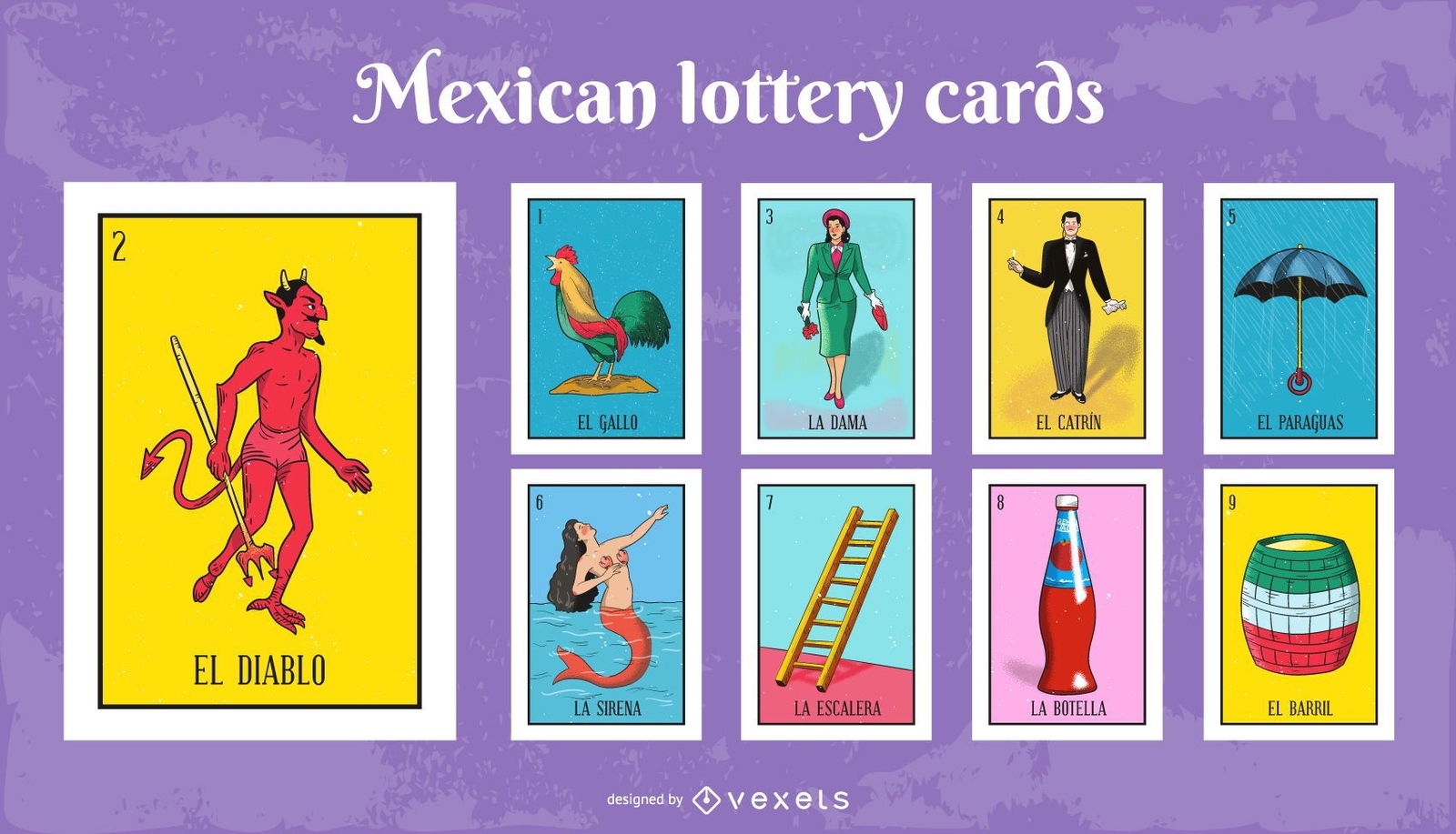 Mexican Lottery Cards Pack 1 Vector Download