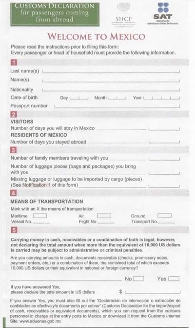 Mexico Tourist Card Printable Form Printable Forms Free Online