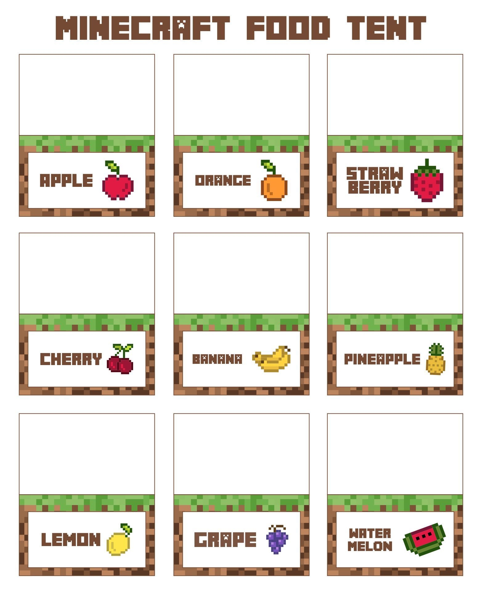 Minecraft Food Tents 10 Free PDF Printables Printablee Minecraft 