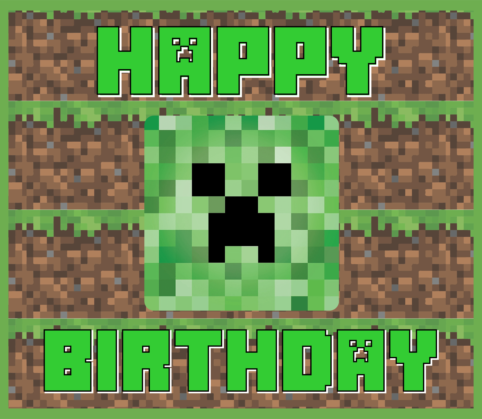 Minecraft Happy Birthday Card 10 Free PDF Printables Printablee