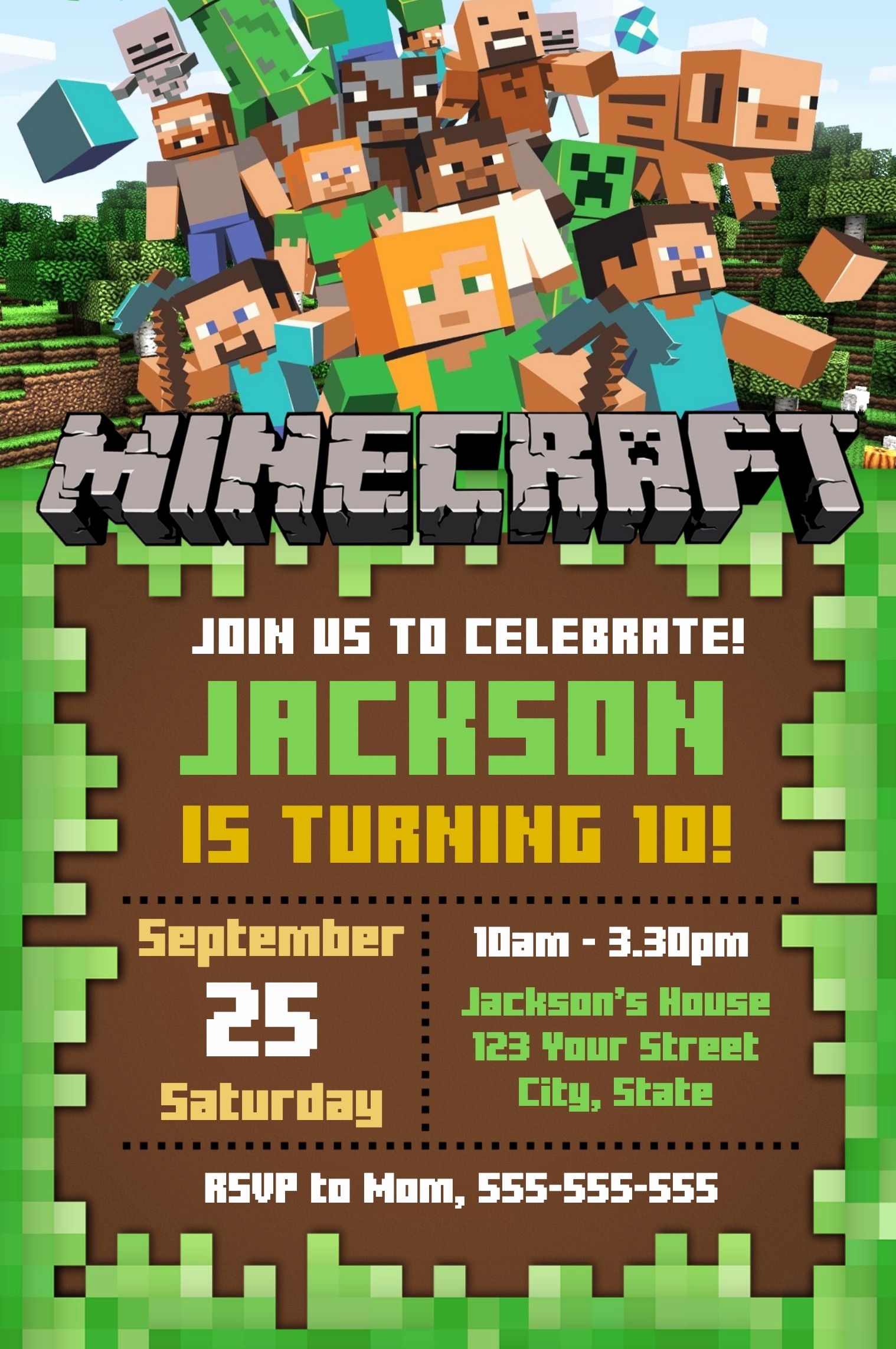 minecraft party invitation template