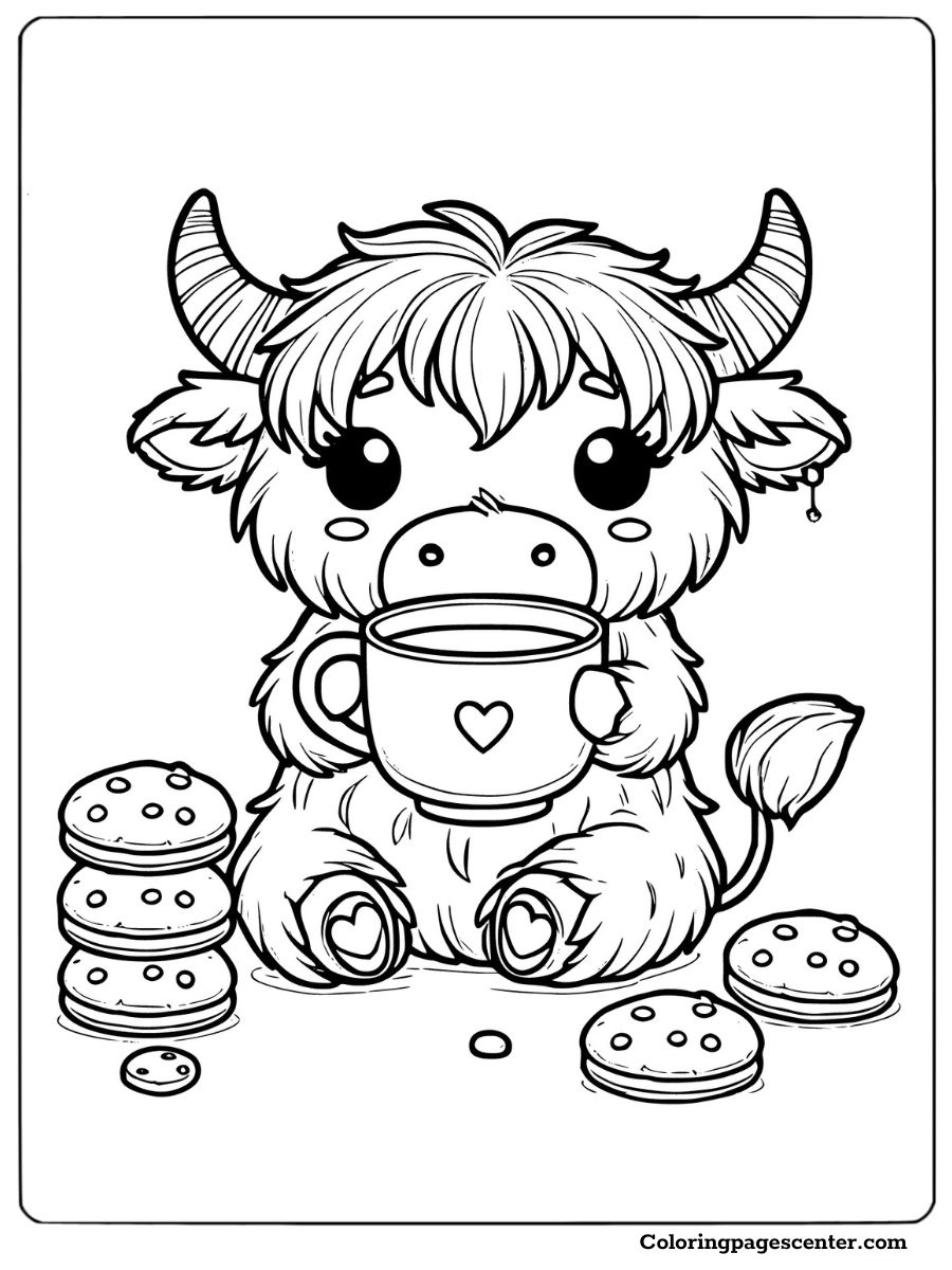 Highland Cow Coloring Page